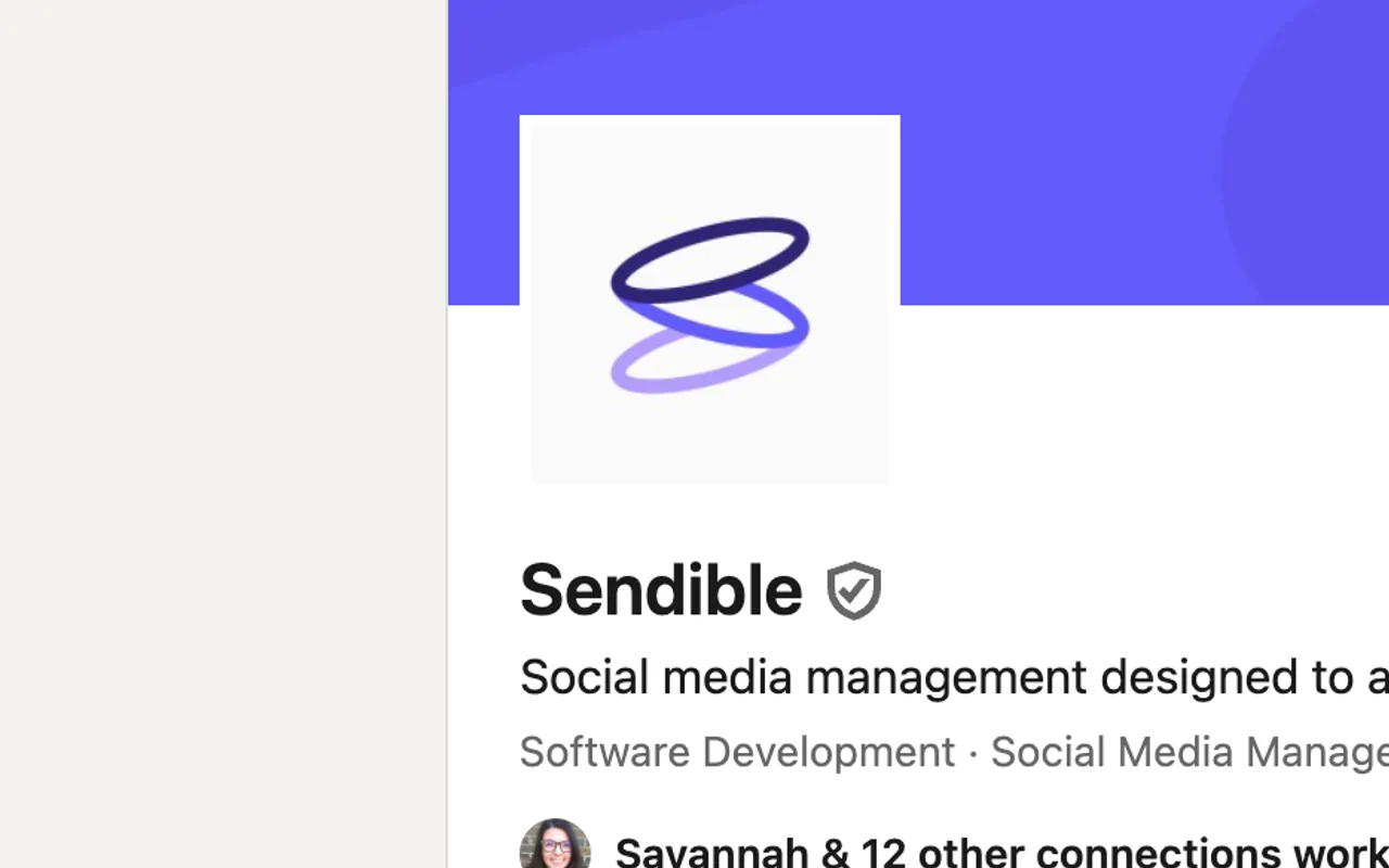 The new Sendible mark on the LinkedIn surface