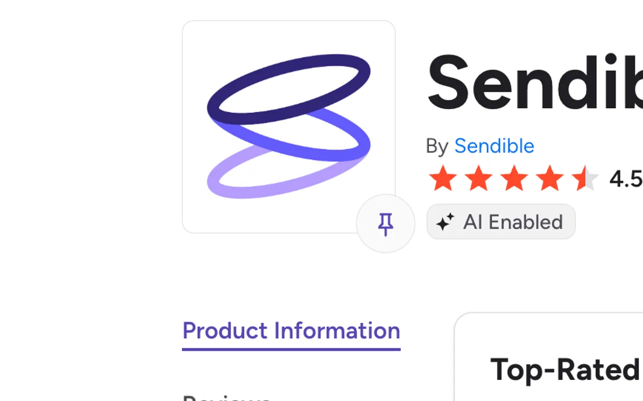 The new Sendible mark on the G2 reviews surface
