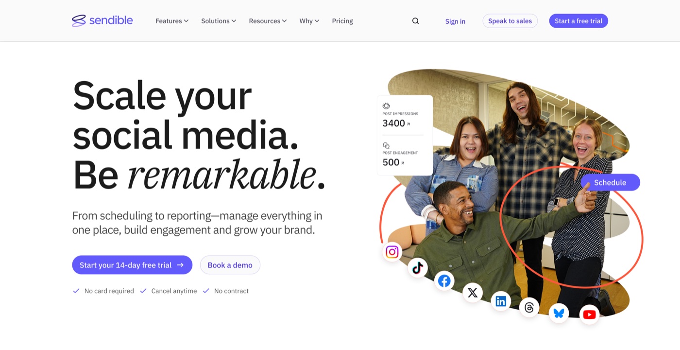 The homepage hero with the support-team photo.