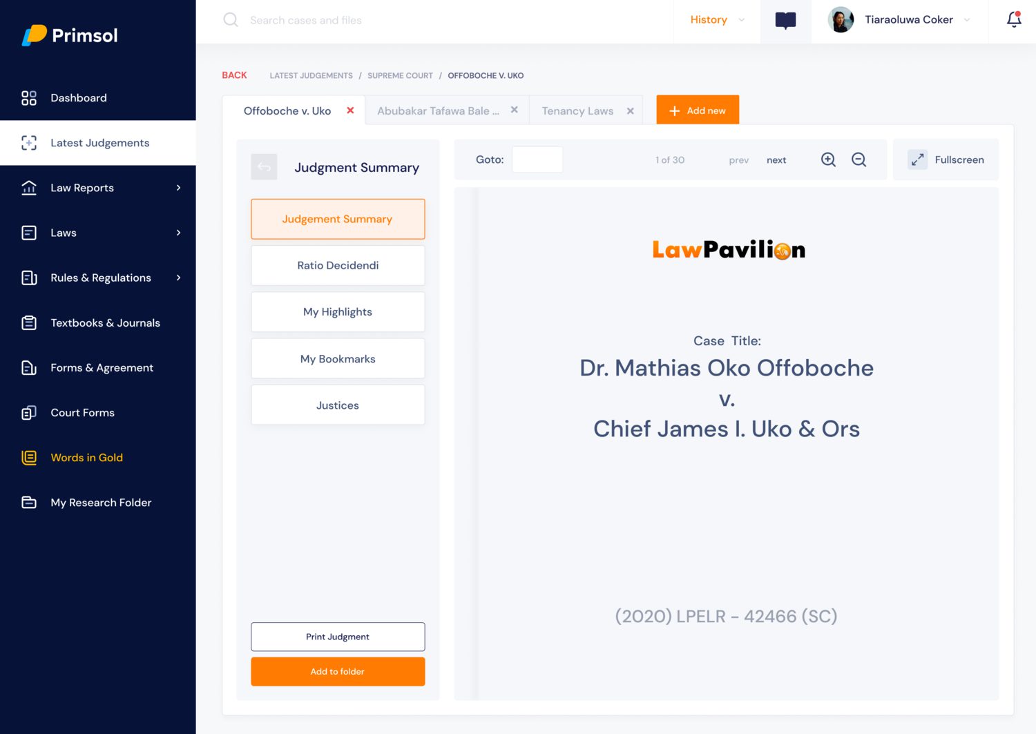 Multiple reader tabs open inside a single research view, so one authority can be checked against another without losing your place.