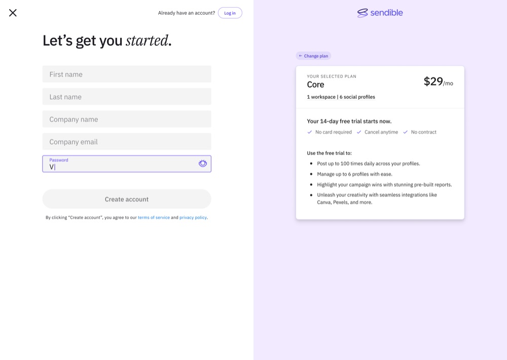 Sign-up page, 2026